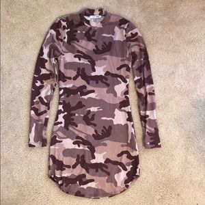 FashionNova Pink Camo Bodycon Dress